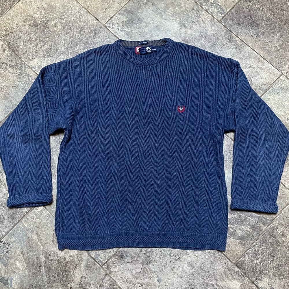 Vintage Chaps Ralph Lauren Blue Knit Pullover Crewneck Sweater size XL